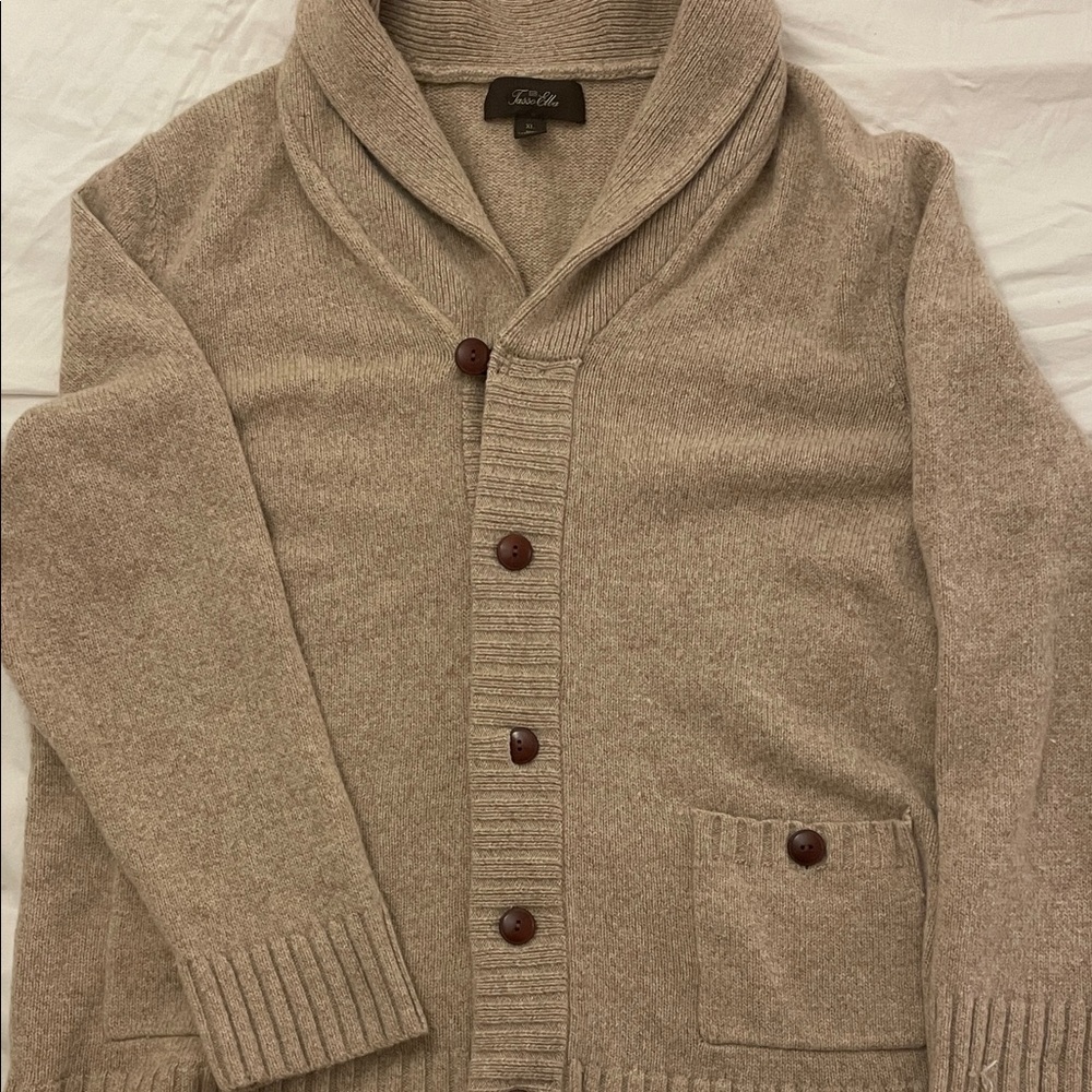 Tasso Elba Beige Shawl Collar Cardigan